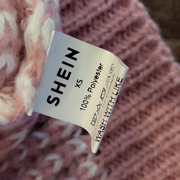 Shein Pink & White Oversized Button Front Knit Cardigan w/ Gold Buttons, XS - Picture 10 of 10